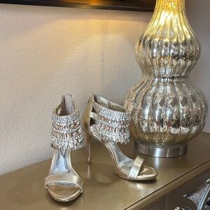Gianni Bini Metallic Gold Heels with Sparkling Accents